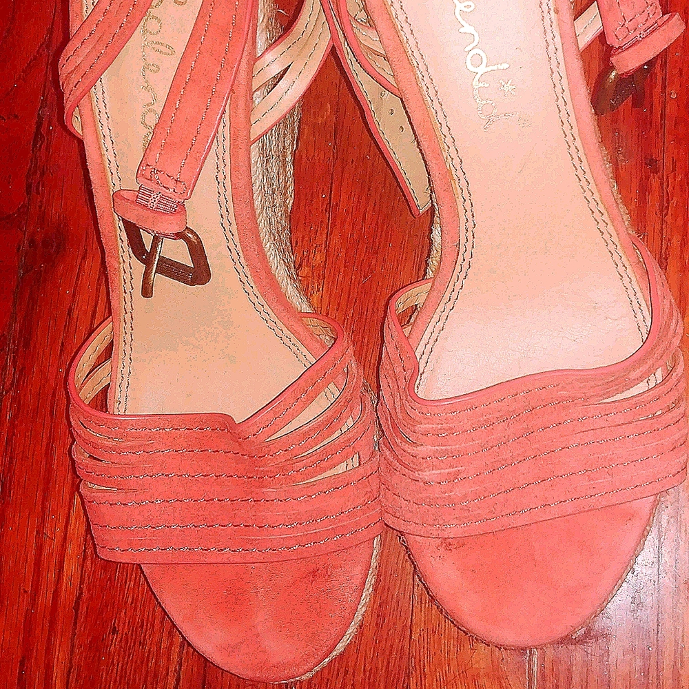 Splendid platform wedge sandals, orange